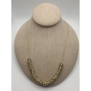 Gold Tone Crystal Spacer Bead Bar Necklace Womens Delicate Chain Jewelry Fashion